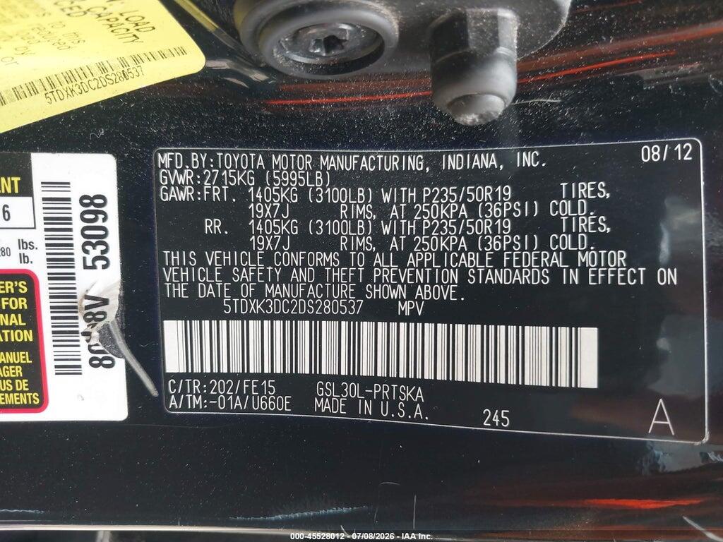 5TDXK3DC2DS280537 2013 TOYOTA SIENNA photo no. 9
