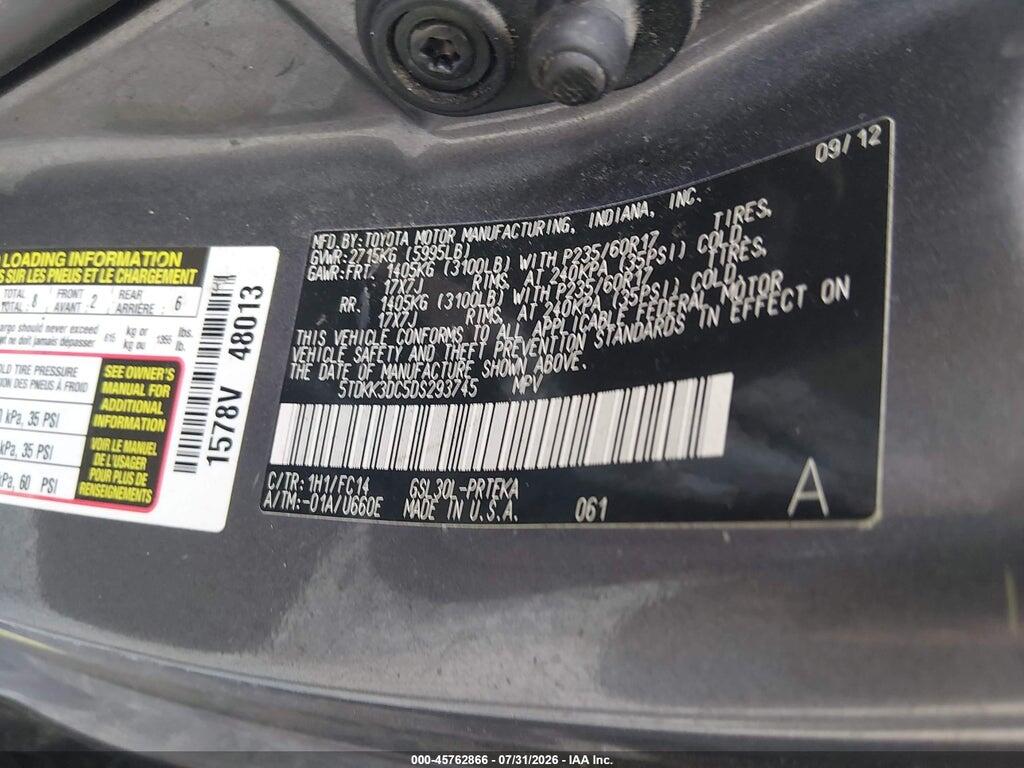 5TDKK3DC5DS293745 2013 TOYOTA SIENNA photo no. 9