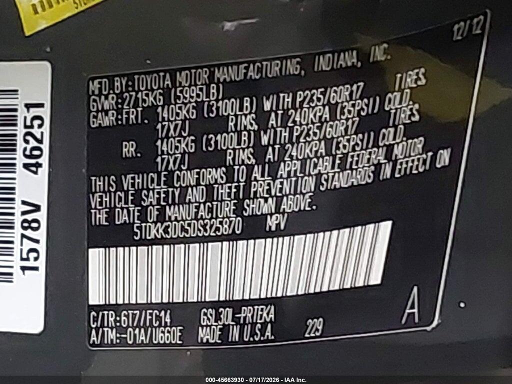 5TDKK3DC5DS325870 2013 TOYOTA SIENNA photo no. 9