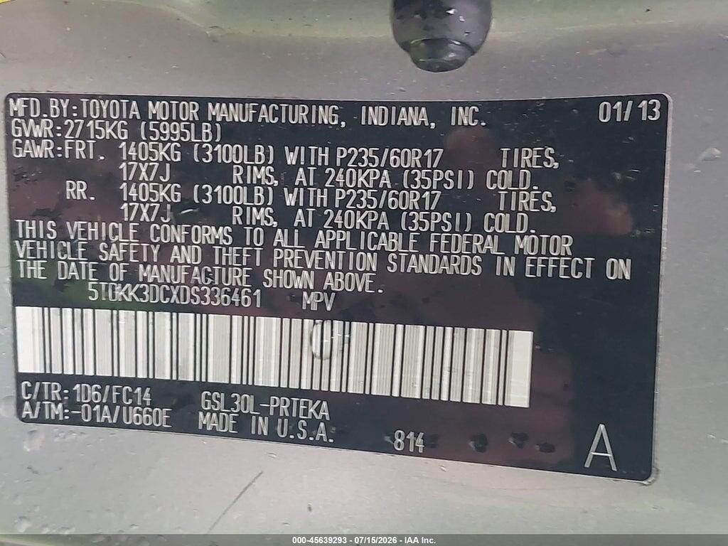 5TDKK3DCXDS336461 2013 TOYOTA SIENNA photo no. 9