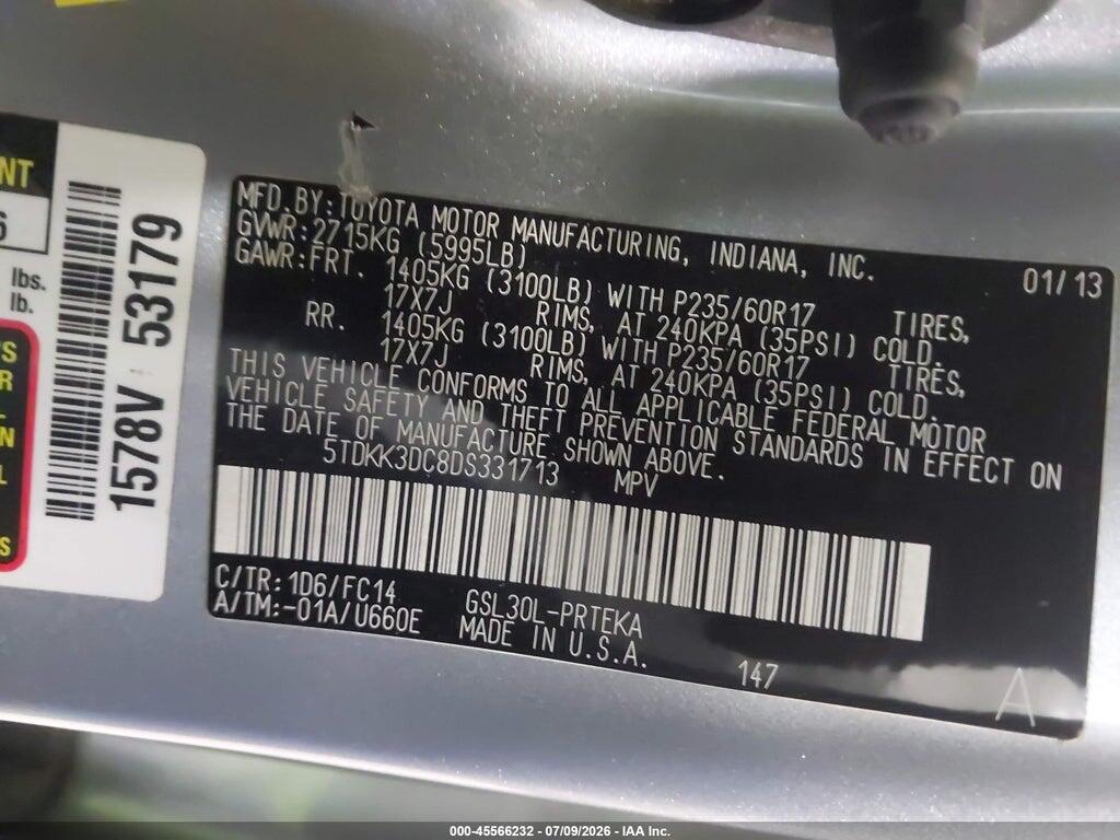 5TDKK3DC8DS331713 2013 TOYOTA SIENNA photo no. 9