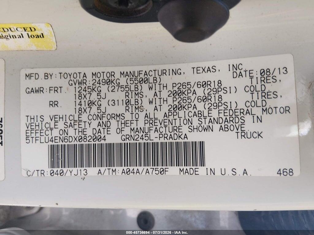5TFLU4EN6DX082004 2013 TOYOTA TACOMA photo no. 9
