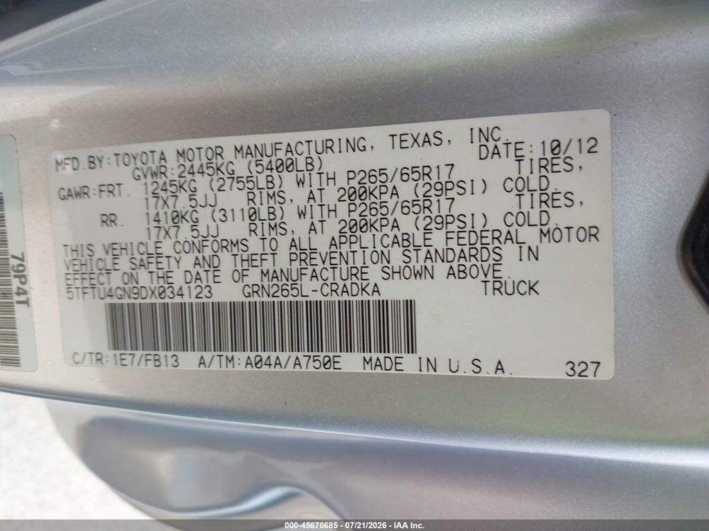 5TFTU4GN9DX034123 2013 TOYOTA TACOMA photo no. 9