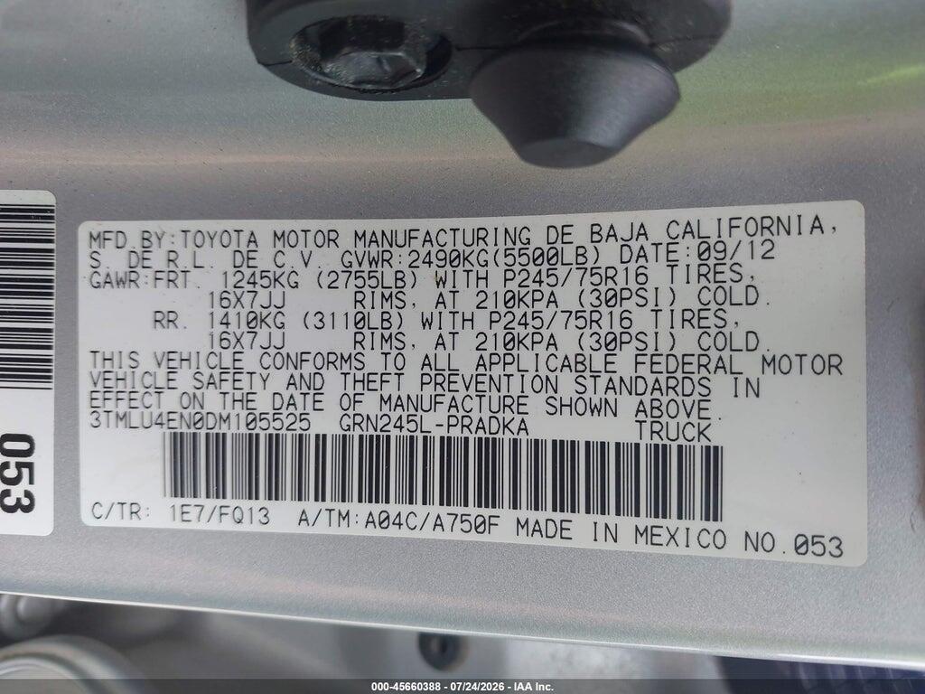 3TMLU4EN0DM105525 2013 TOYOTA TACOMA photo no. 9