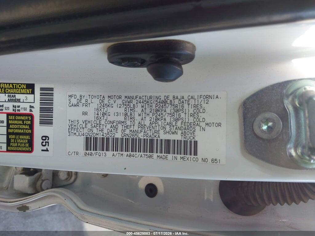 3TMJU4GN2DM143522 2013 TOYOTA TACOMA photo no. 9