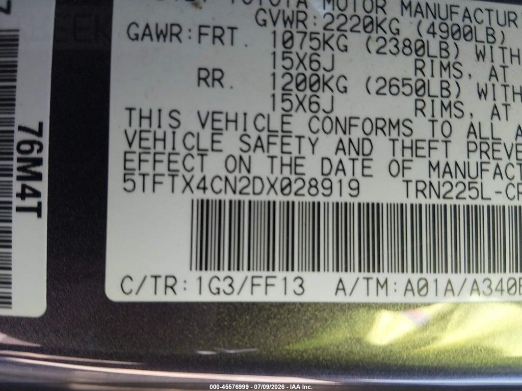 5TFTX4CN2DX028919 2013 TOYOTA TACOMA photo no. 9