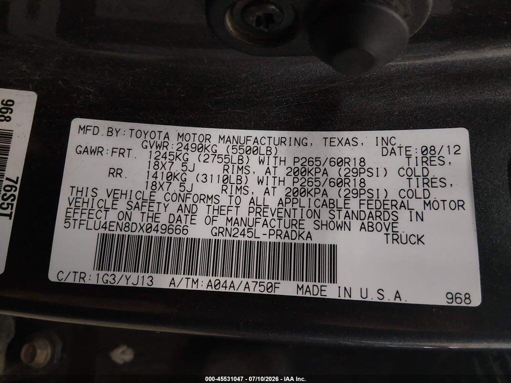 5TFLU4EN8DX049666 2013 TOYOTA TACOMA photo no. 9