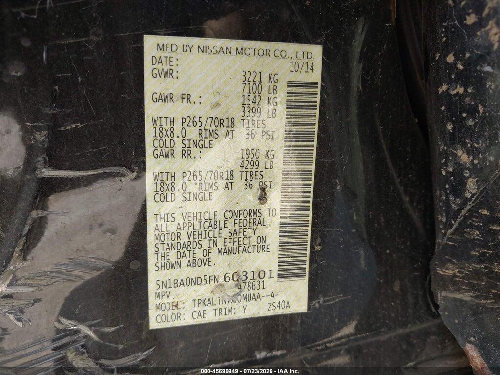 5N1BA0ND5FN603101 2015 NISSAN ARMADA photo no. 9