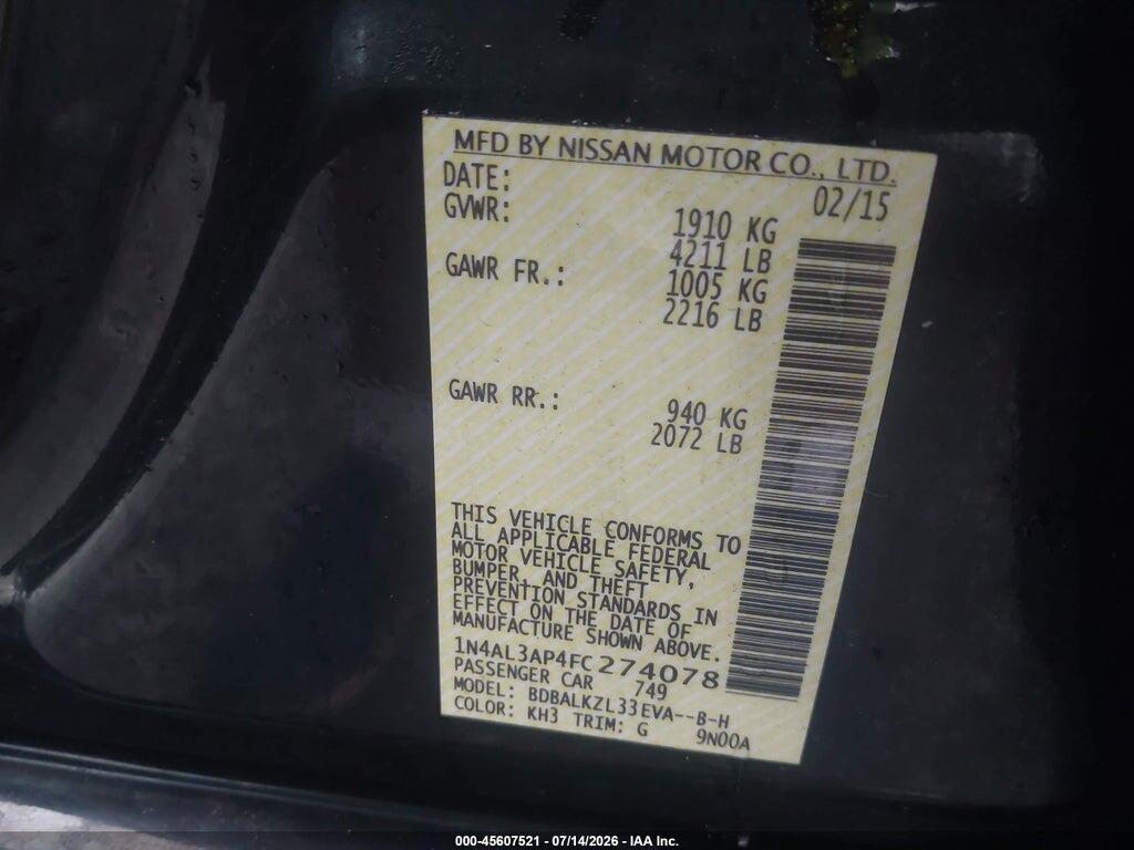 1N4AL3AP4FC274078 2015 NISSAN ALTIMA photo no. 9