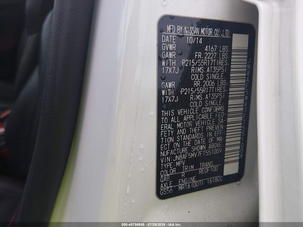 JN8AF5MV7FT551009 2015 NISSAN JUKE photo no. 9