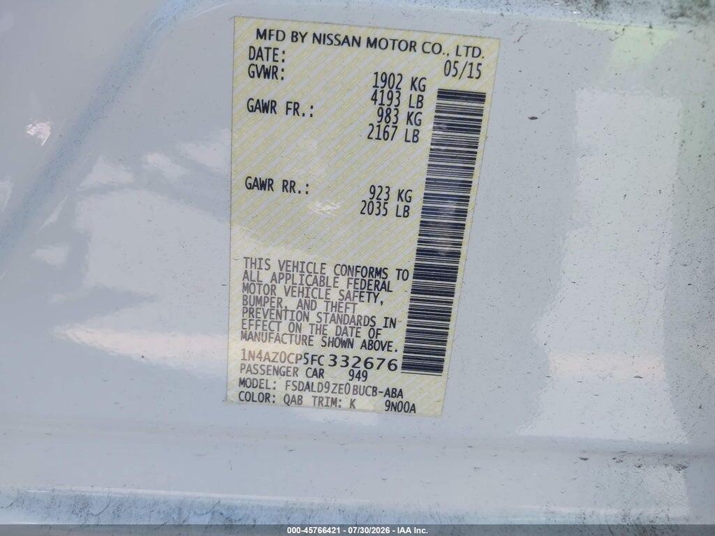 1N4AZ0CP5FC332676 2015 NISSAN LEAF photo no. 9
