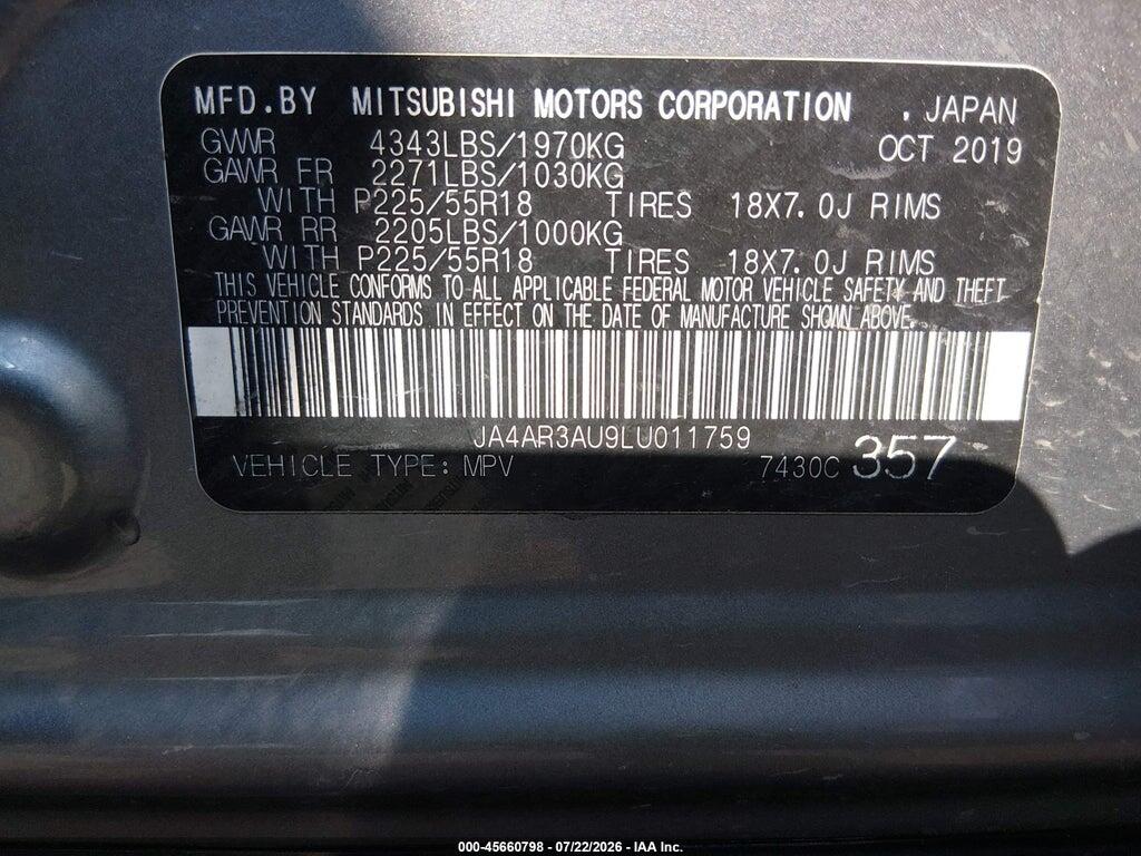 JA4AR3AU9LU011759 2020 MITSUBISHI OUTLANDER SPORT photo no. 9