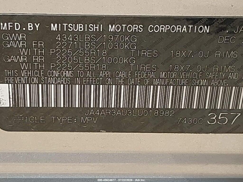 JA4AR3AU3LU018982 2020 MITSUBISHI OUTLANDER SPORT photo no. 9