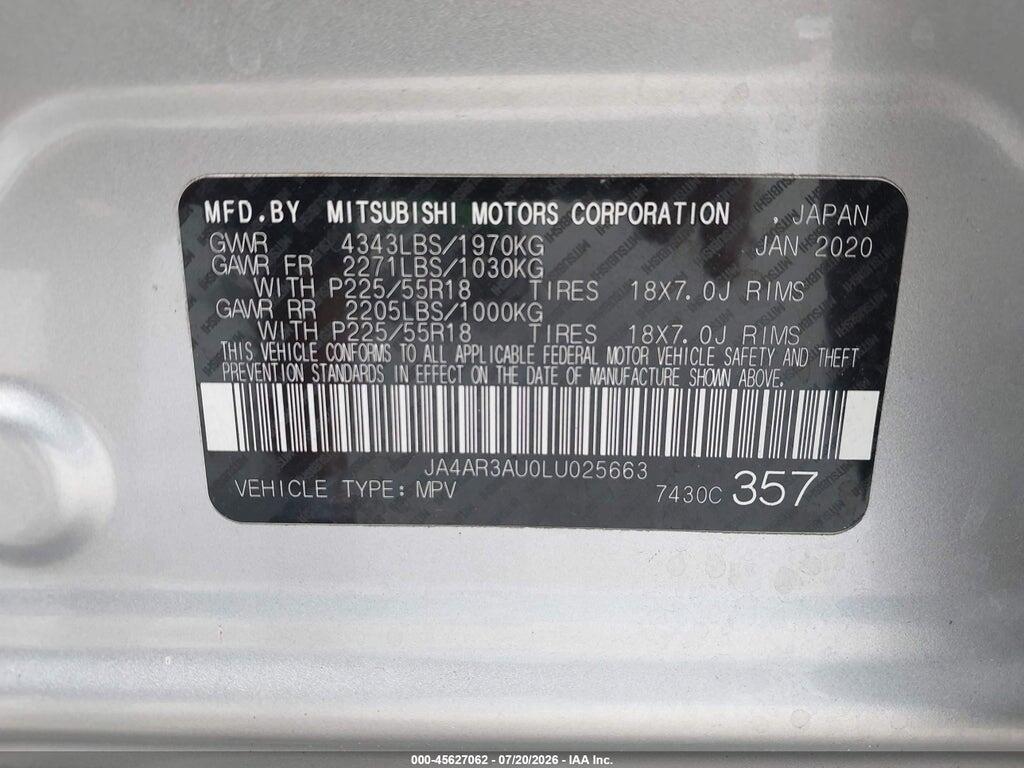 JA4AR3AU0LU025663 2020 MITSUBISHI OUTLANDER SPORT photo no. 9