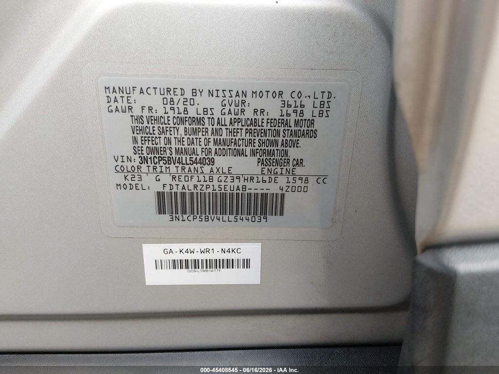 3N1CP5BV4LL544039 2020 NISSAN KICKS photo no. 9