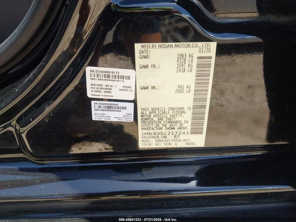 1N4BL4CV3LC217243 2020 NISSAN ALTIMA photo no. 9