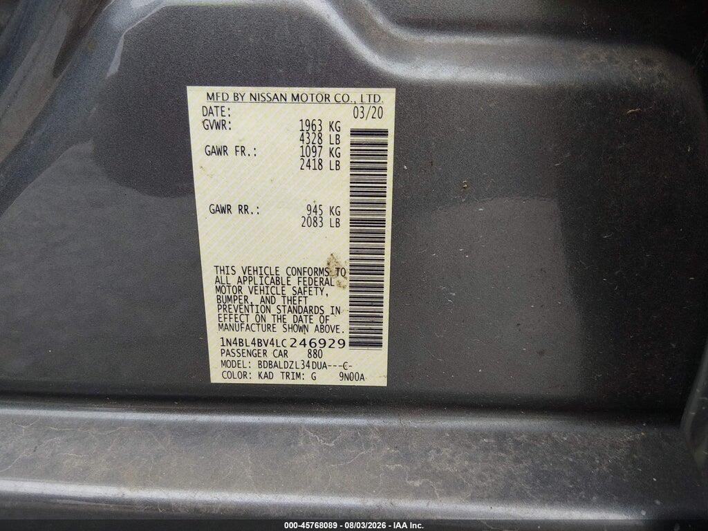 1N4BL4BV4LC246929 2020 NISSAN ALTIMA photo no. 9