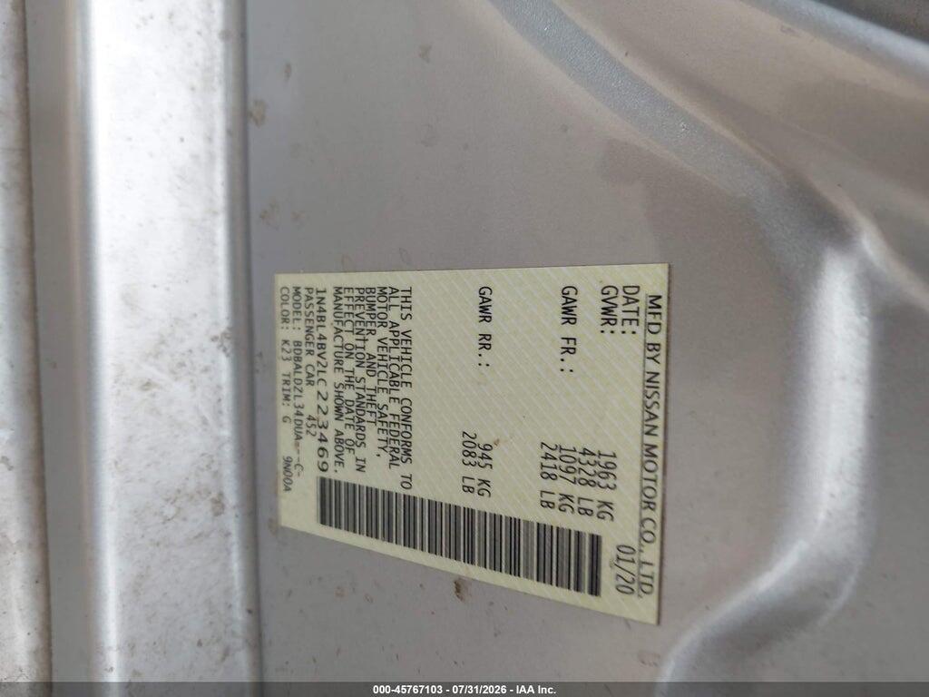 1N4BL4BV2LC223469 2020 NISSAN ALTIMA photo no. 9