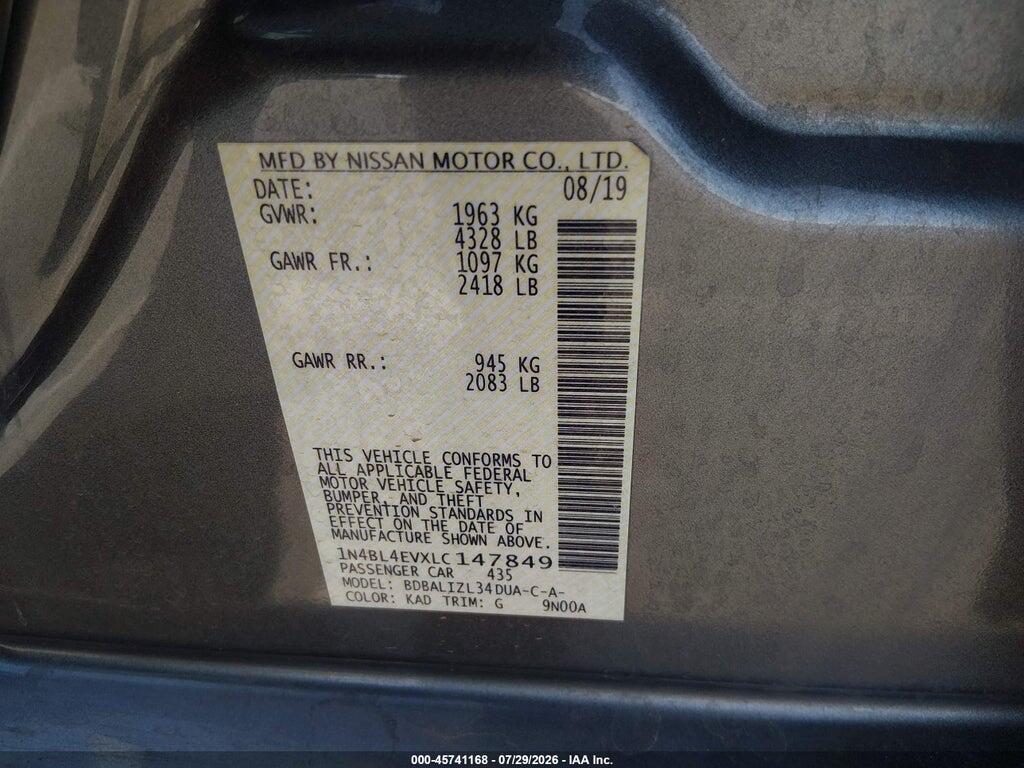 1N4BL4EVXLC147849 2020 NISSAN ALTIMA photo no. 9