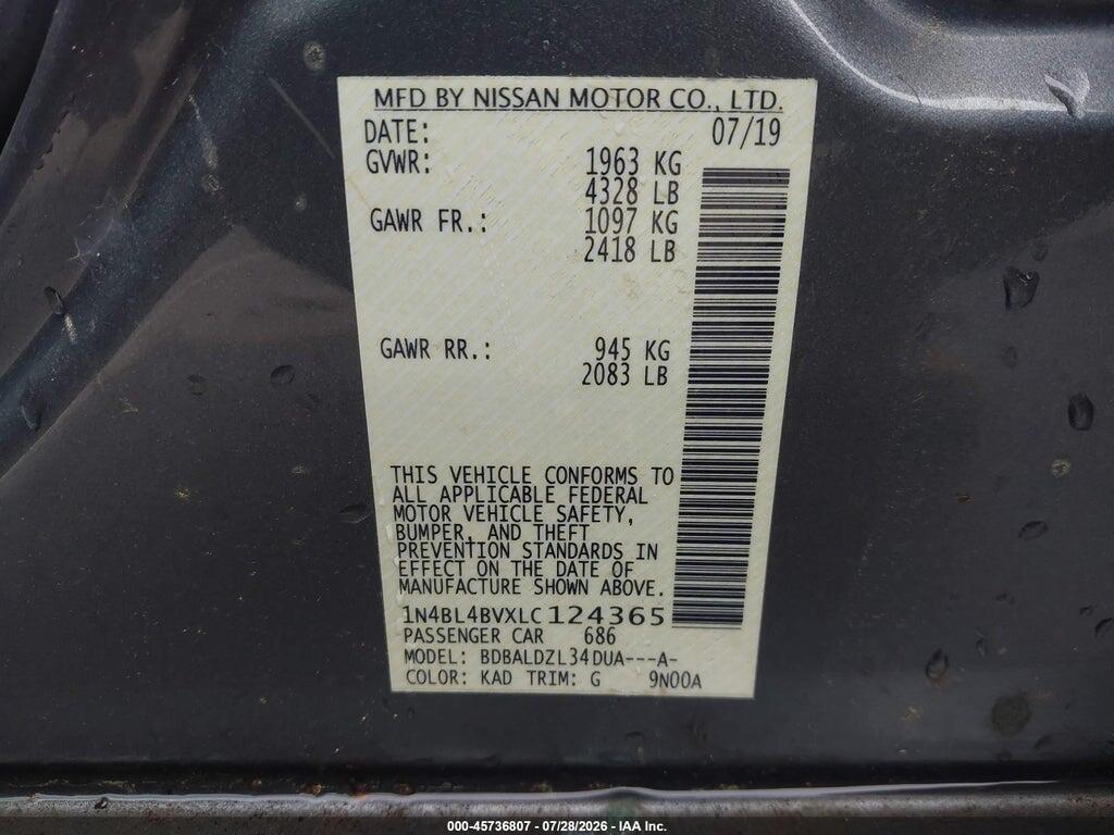 1N4BL4BVXLC124365 2020 NISSAN ALTIMA photo no. 9
