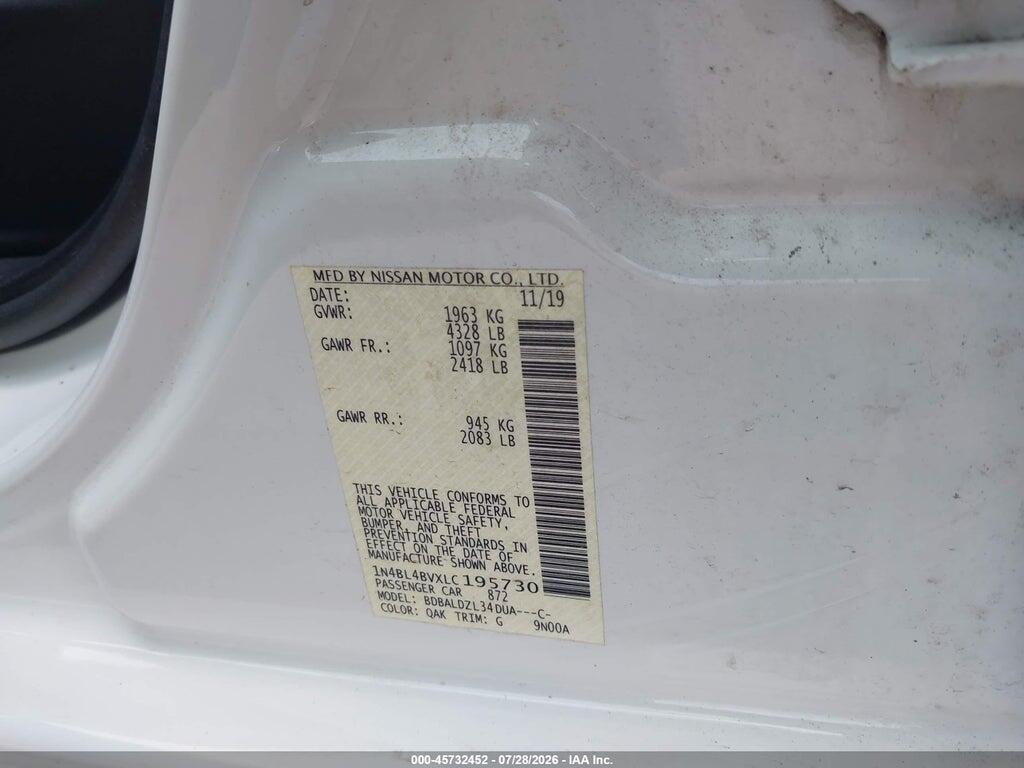 1N4BL4BVXLC195730 2020 NISSAN ALTIMA photo no. 9