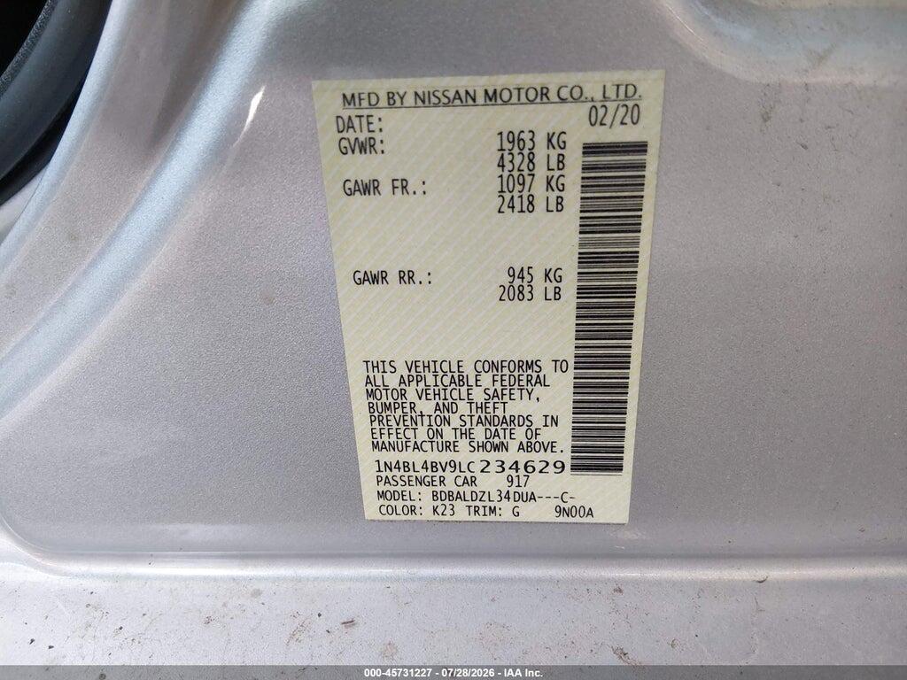 1N4BL4BV9LC234629 2020 NISSAN ALTIMA photo no. 9