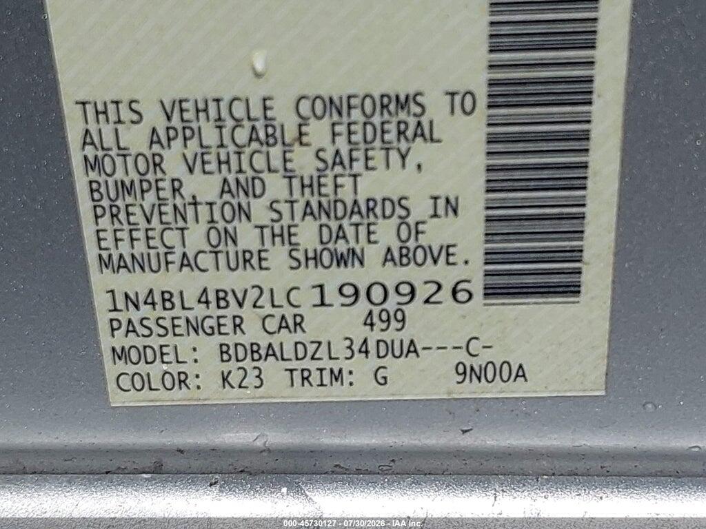 1N4BL4BV2LC190926 2020 NISSAN ALTIMA photo no. 9