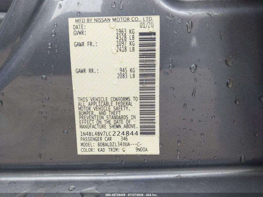 1N4BL4BV7LC224844 2020 NISSAN ALTIMA photo no. 9