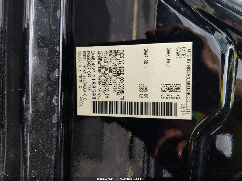 1N4BL4EV7LC188598 2020 NISSAN ALTIMA photo no. 9