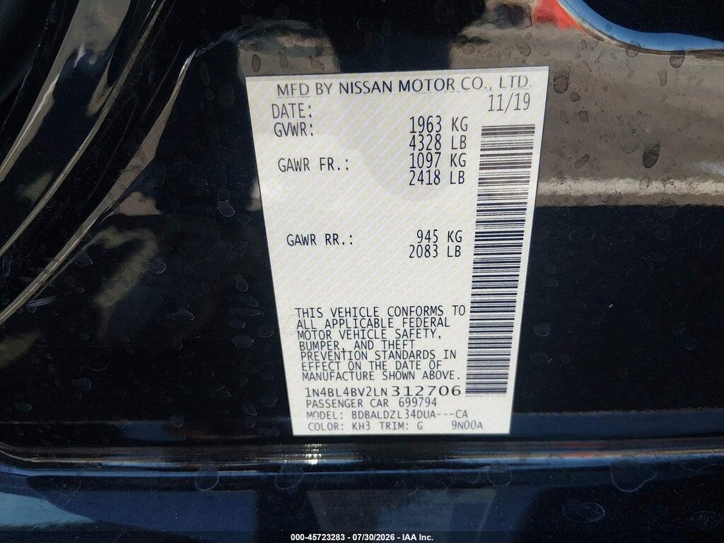 1N4BL4BV2LN312706 2020 NISSAN ALTIMA photo no. 9