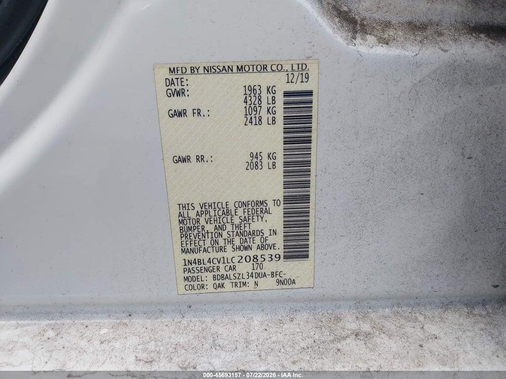 1N4BL4CV1LC208539 2020 NISSAN ALTIMA photo no. 9