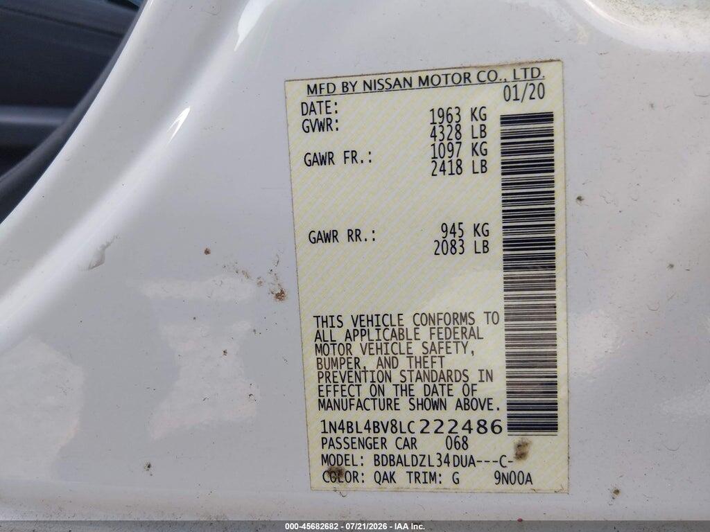 1N4BL4BV8LC222486 2020 NISSAN ALTIMA photo no. 9