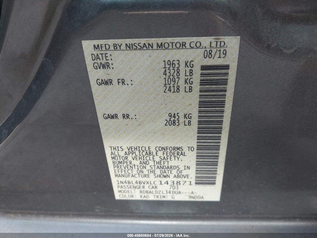 1N4BL4BVXLC143871 2020 NISSAN ALTIMA photo no. 9