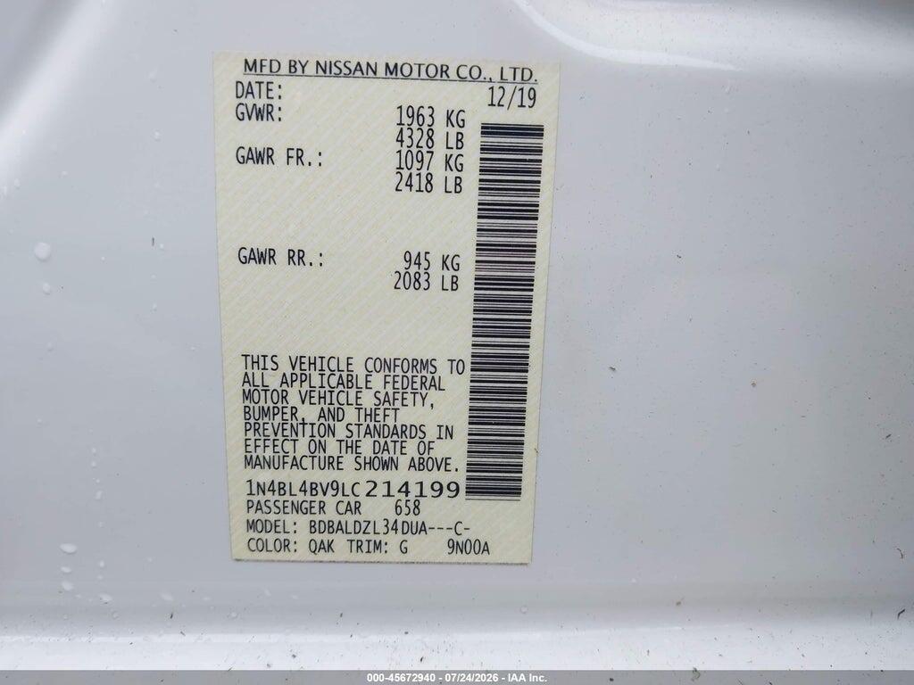 1N4BL4BV9LC214199 2020 NISSAN ALTIMA photo no. 9