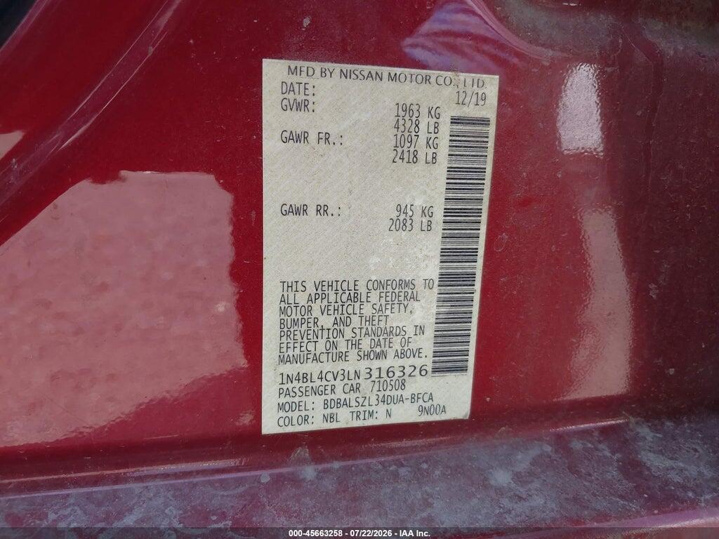 1N4BL4CV3LN316326 2020 NISSAN ALTIMA photo no. 9