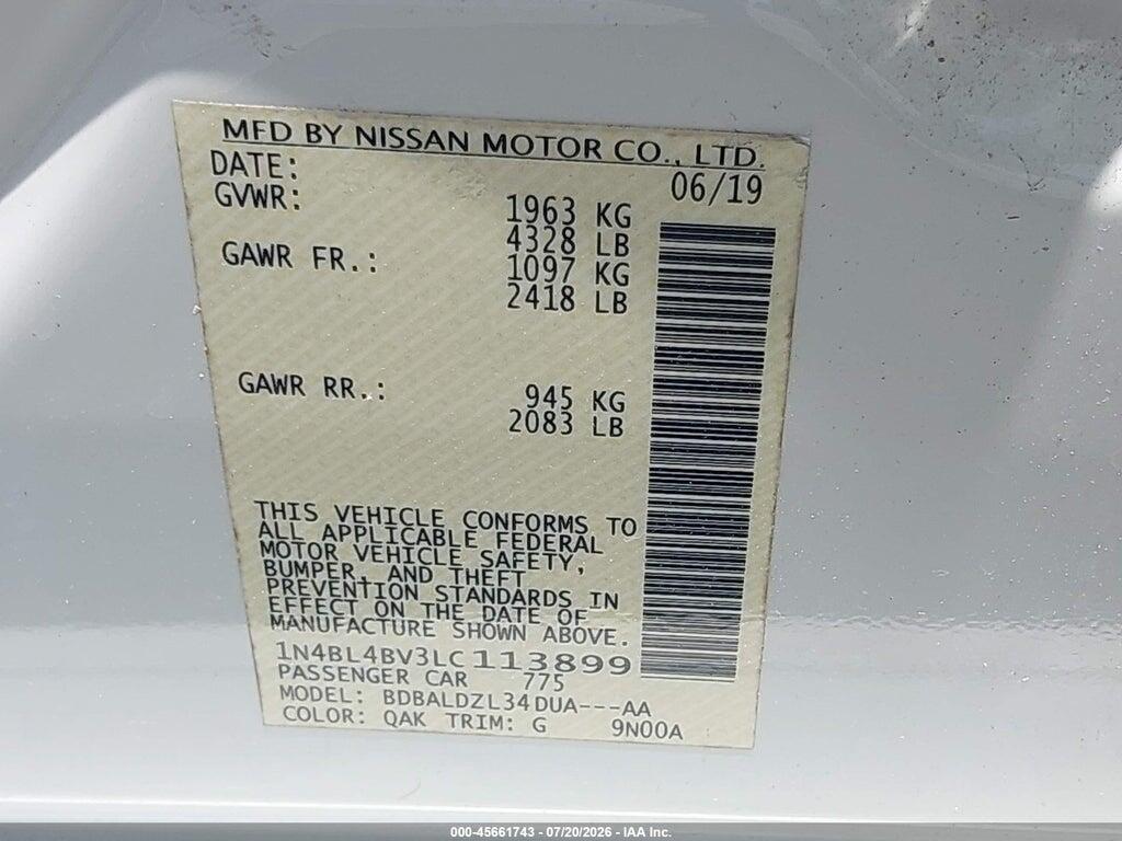 1N4BL4BV3LC113899 2020 NISSAN ALTIMA photo no. 9