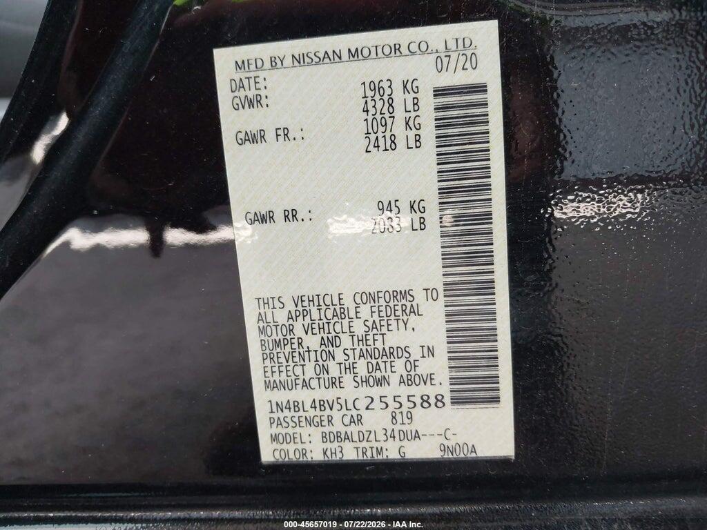 1N4BL4BV5LC255588 2020 NISSAN ALTIMA photo no. 9