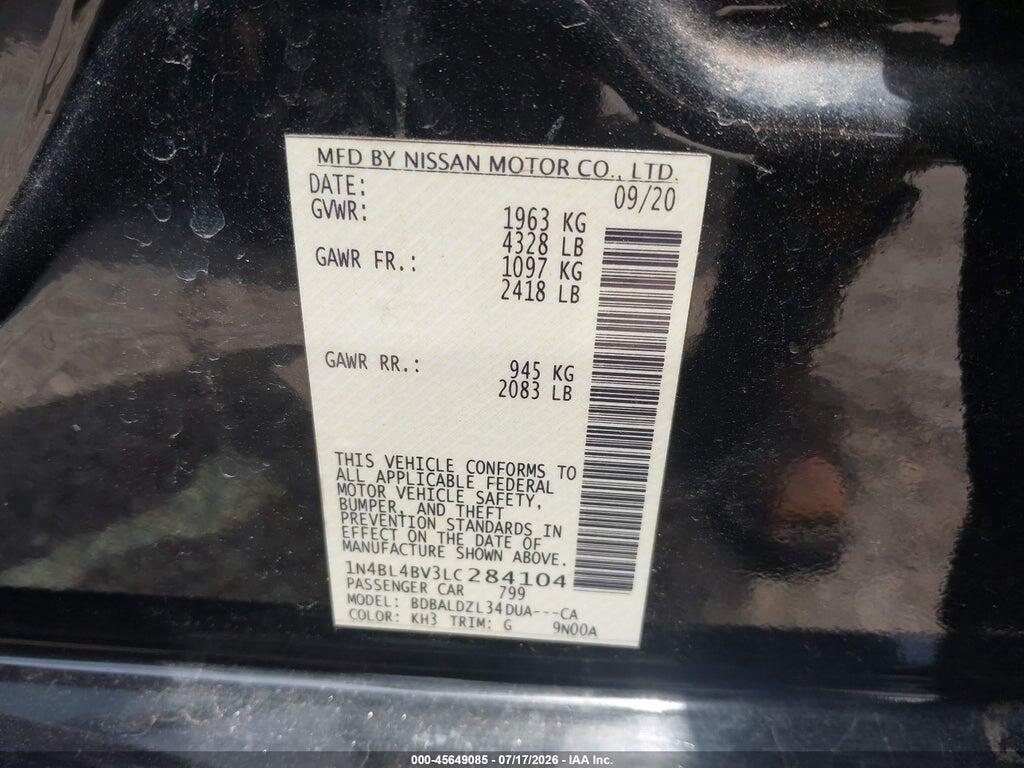 1N4BL4BV3LC284104 2020 NISSAN ALTIMA photo no. 9