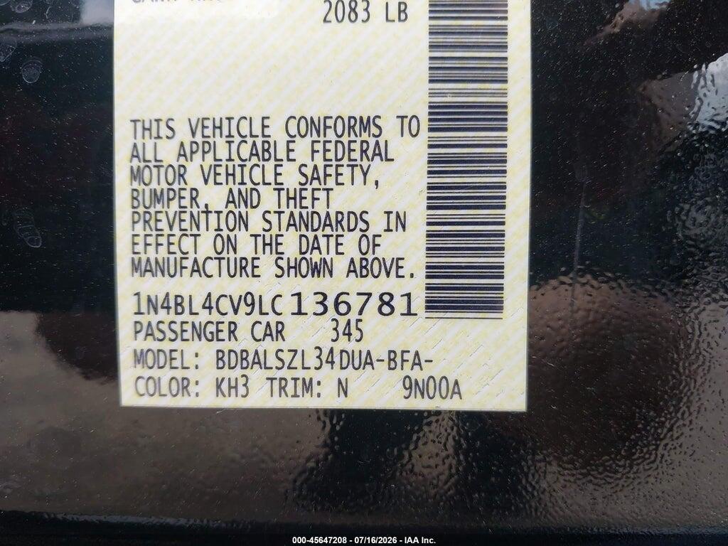 1N4BL4CV9LC136781 2020 NISSAN ALTIMA photo no. 9