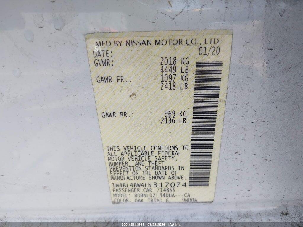 1N4BL4BW4LN317074 2020 NISSAN ALTIMA photo no. 9