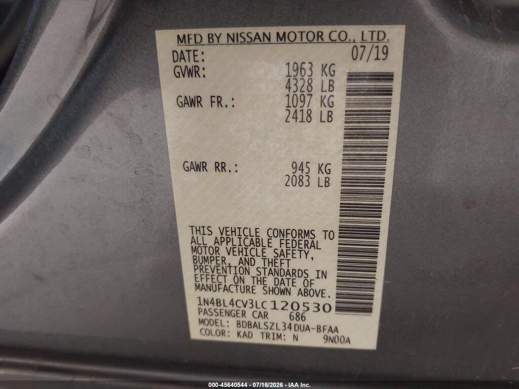 1N4BL4CV3LC120530 2020 NISSAN ALTIMA photo no. 9