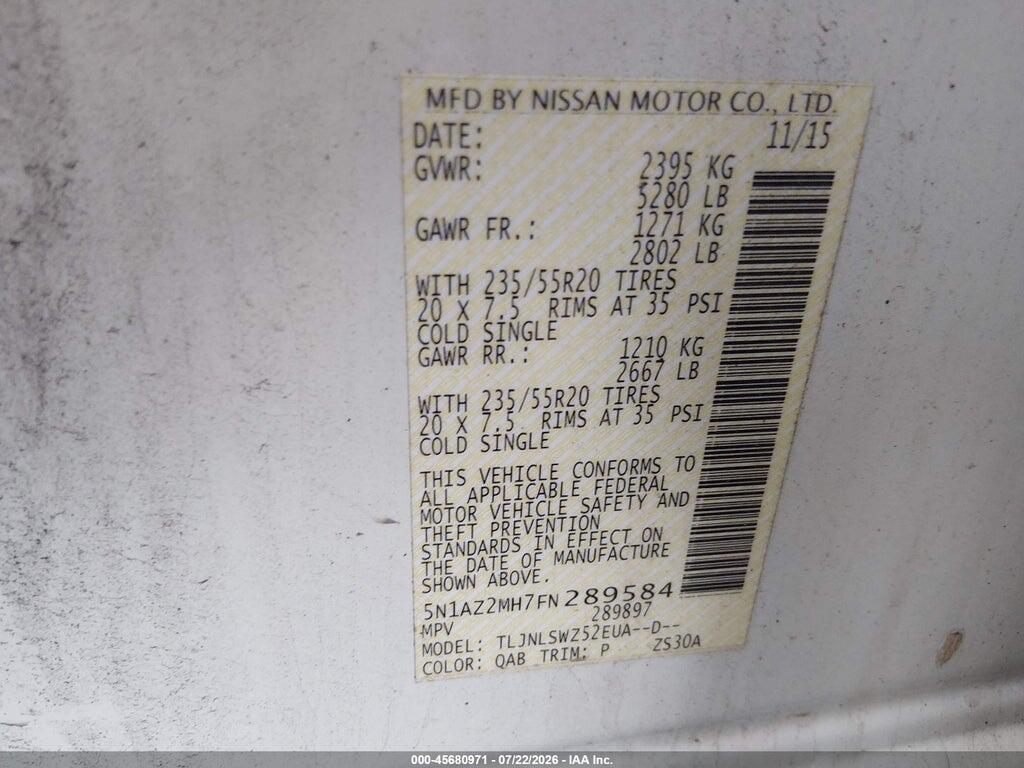 5N1AZ2MH7FN289584 2015 NISSAN MURANO photo no. 9