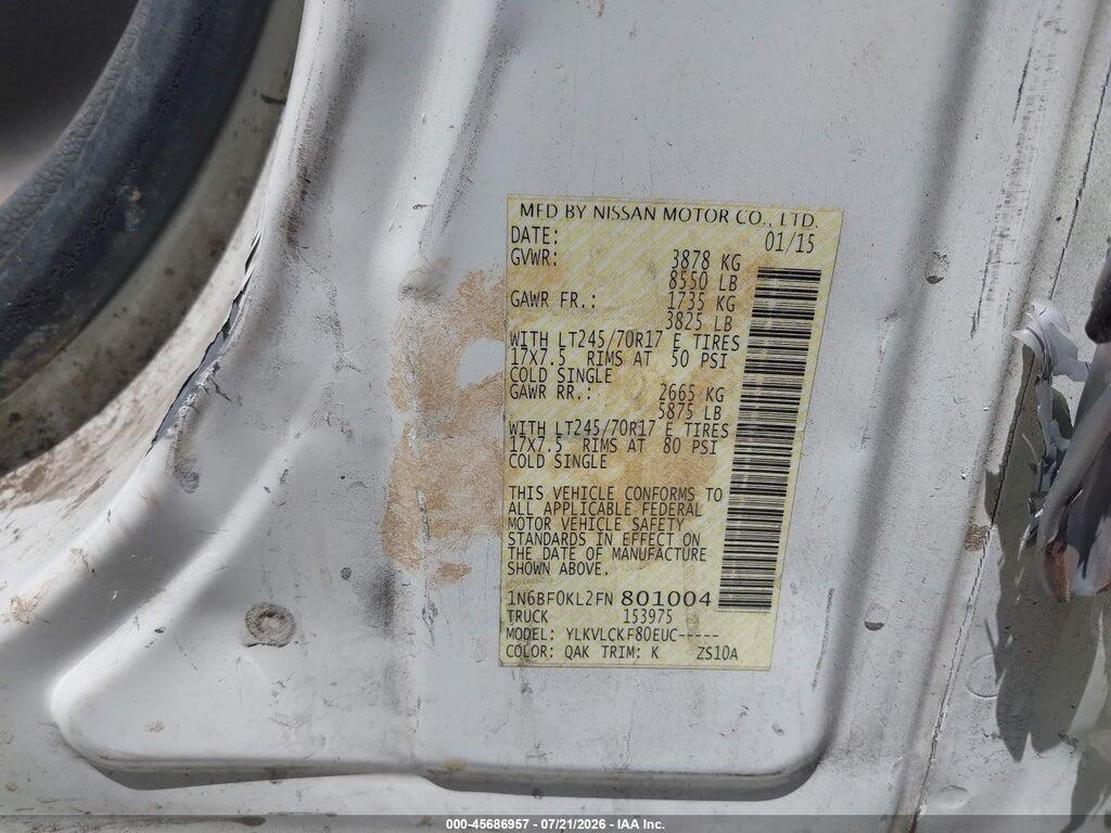 1N6BF0KL2FN801004 2015 NISSAN NV CARGO NV1500 photo no. 9