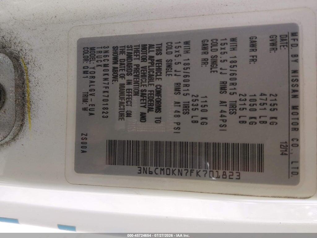3N6CM0KN7FK701823 2015 NISSAN NV200 photo no. 9