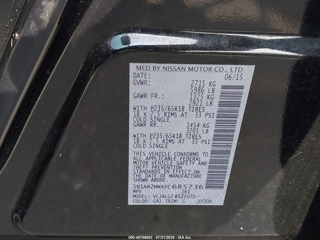 5N1AR2MNXFC685736 2015 NISSAN PATHFINDER photo no. 9