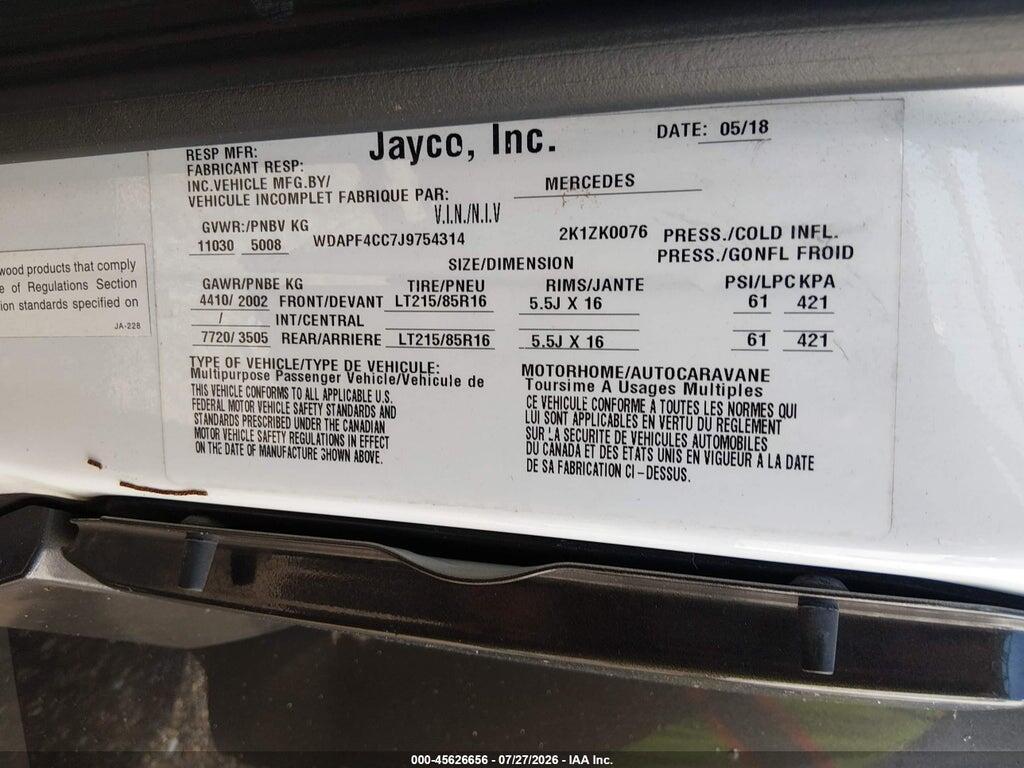 WDAPF4CC7J9754314 2018 MERCEDES SPRINTER 3500 photo no. 8