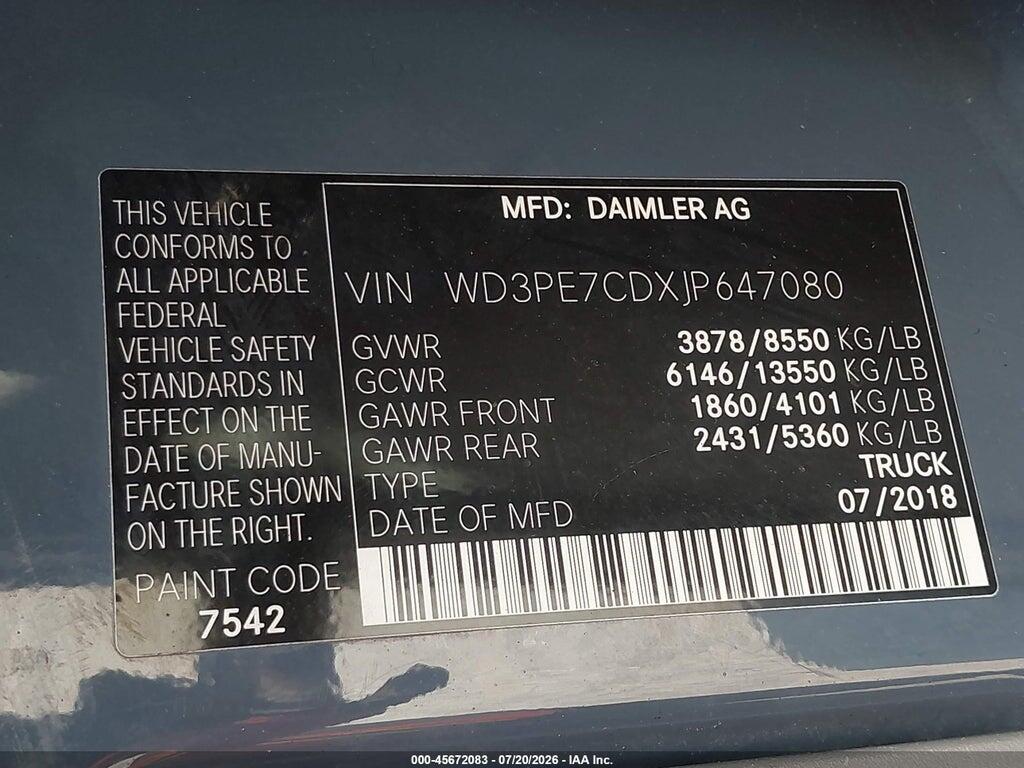 WD3PE7CDXJP647080 2018 MERCEDES-BENZ SPRINTER 2500 photo no. 9