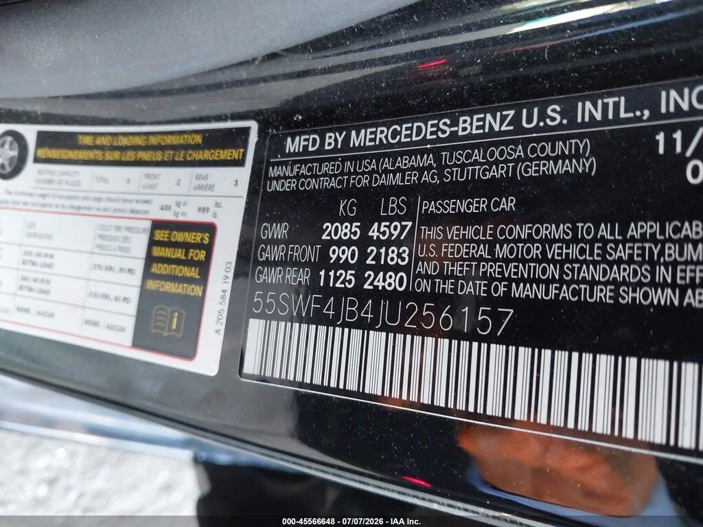55SWF4JB4JU256157 2018 MERCEDES-BENZ C 300 photo no. 9