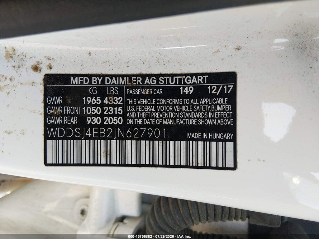WDDSJ4EB2JN627901 2018 MERCEDES-BENZ CLA 250 photo no. 9
