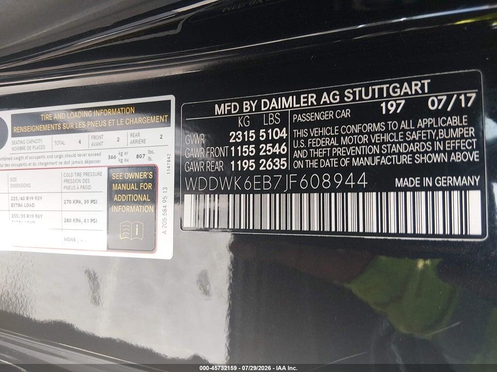 WDDWK6EB7JF608944 2018 MERCEDES-BENZ AMG C 43 photo no. 9
